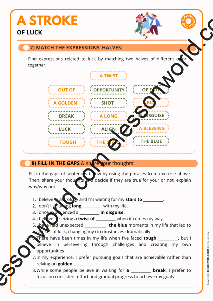B2–C1 ESL lesson on luck and serendipity with advanced vocabulary and speaking tasks