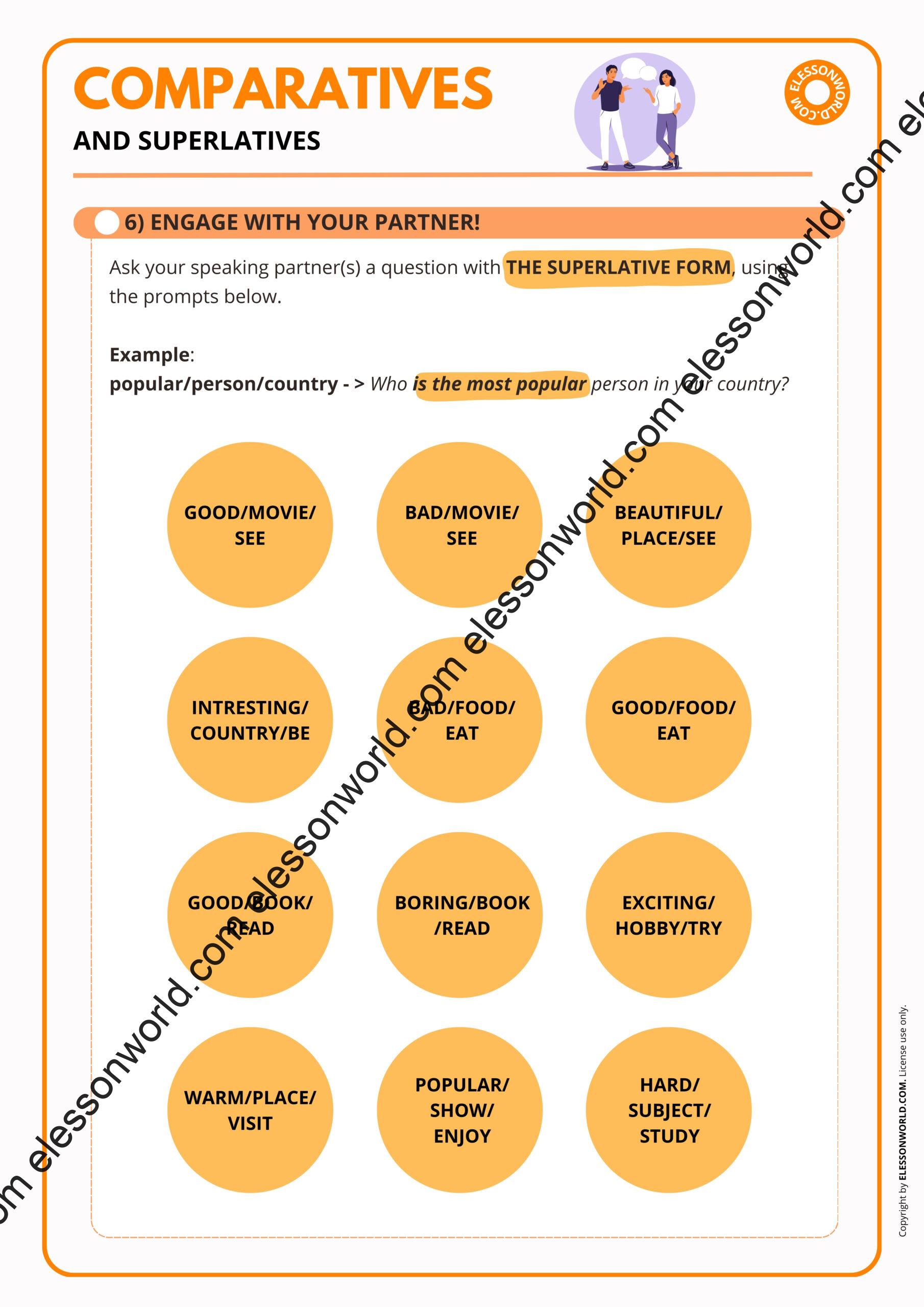 Comparison Lesson Comparatives and Superlatives A2-B1 ESL Lesson Plan- elessonworld.com