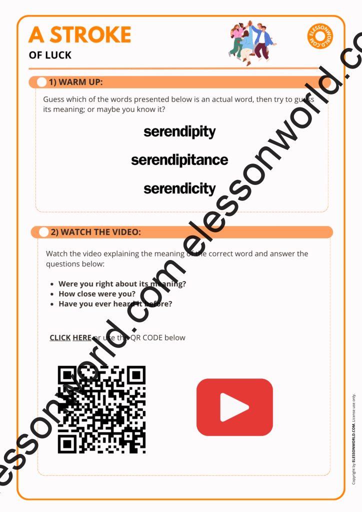 B2–C1 ESL lesson on luck and serendipity with advanced vocabulary and speaking tasks