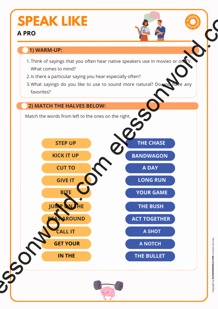 B2–C1 ESL lesson on fun English idioms and communication