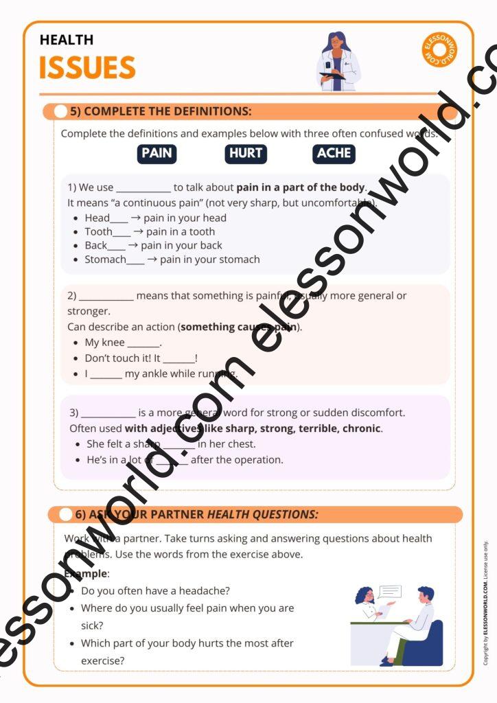 Health Issues esl lesson plan