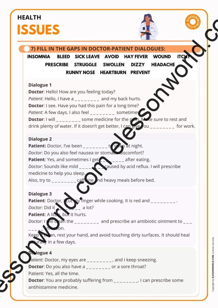 Health Issues esl lesson plan