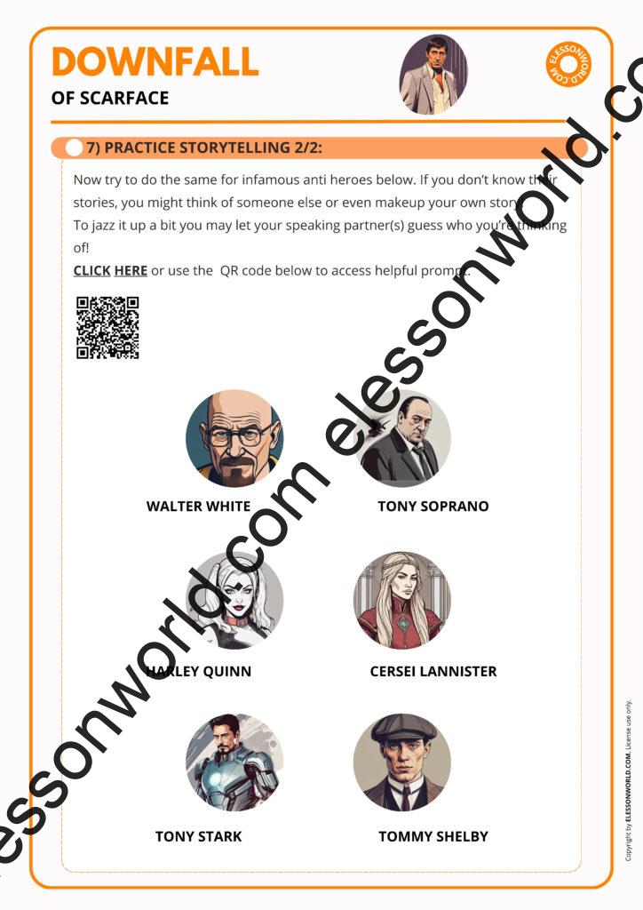 B2–C1 ESL lesson on idioms and storytelling inspired by Scarface