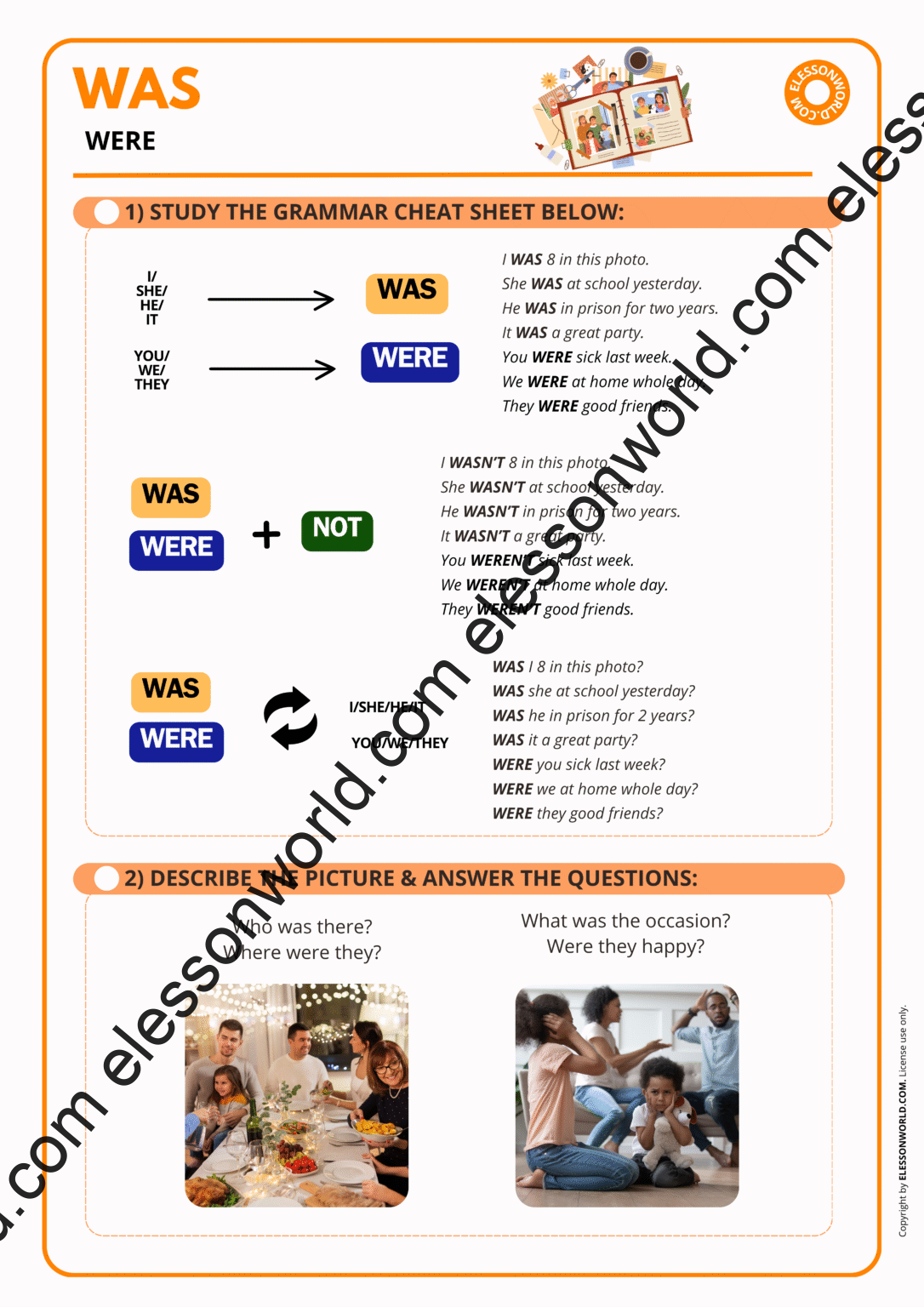 Learn Past Simple: Was and Were - elessonworld.com