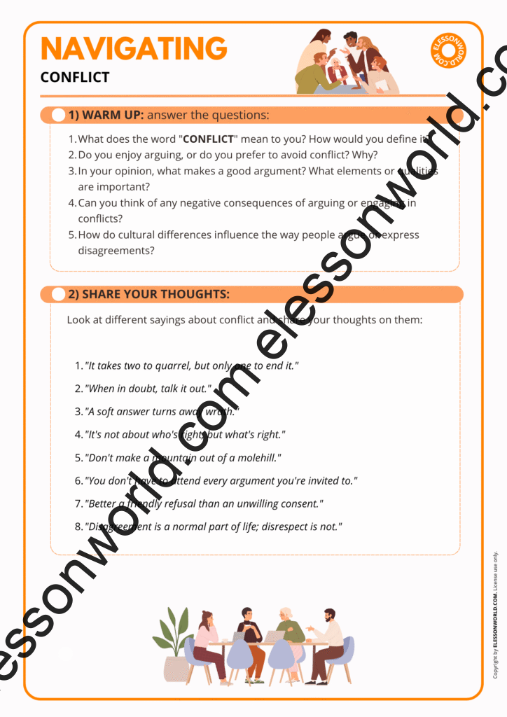 B1–B2 ESL lesson on conflict vocabulary and phrases for arguments