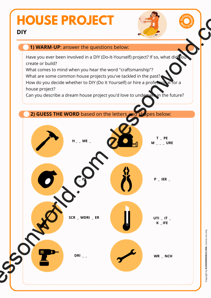 House Projects DIY – B1–B2 ESL Lesson
