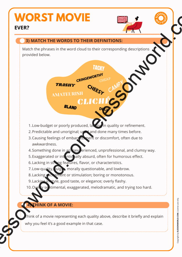 B2–C2 ESL lesson on describing bad movies using advanced adjectives and film vocabulary