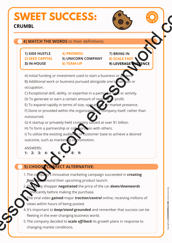 B2–C1 Business English lesson on business idioms and success-related vocabulary