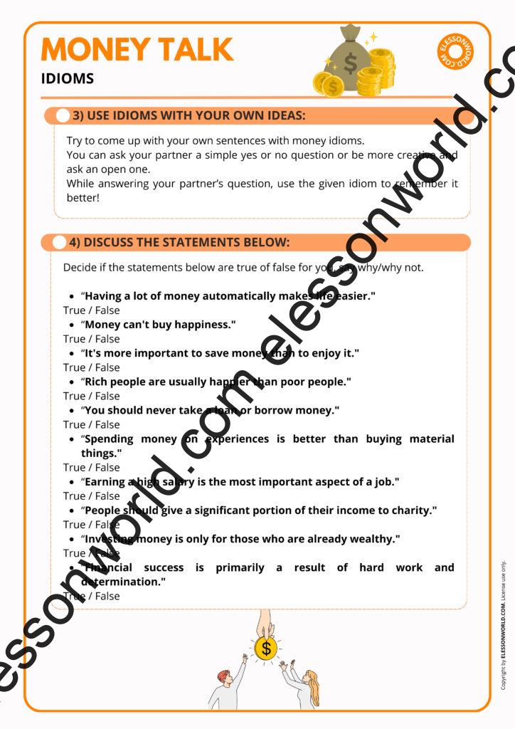 B1–B2 ESL lesson on money idioms and speaking tasks