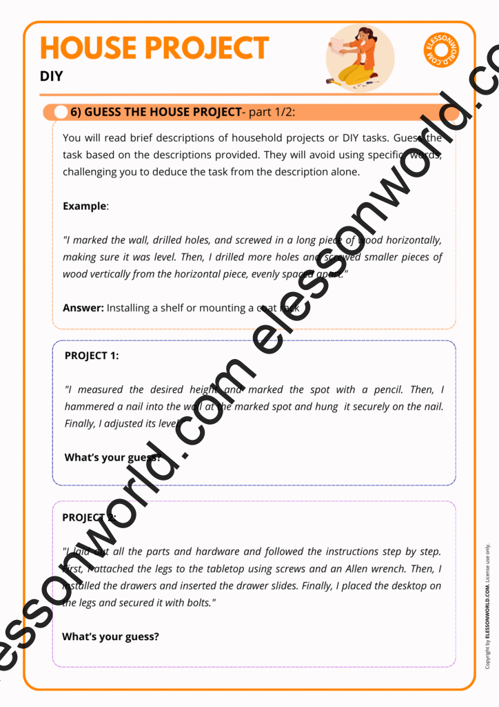 House Projects DIY – B1–B2 ESL Lesson