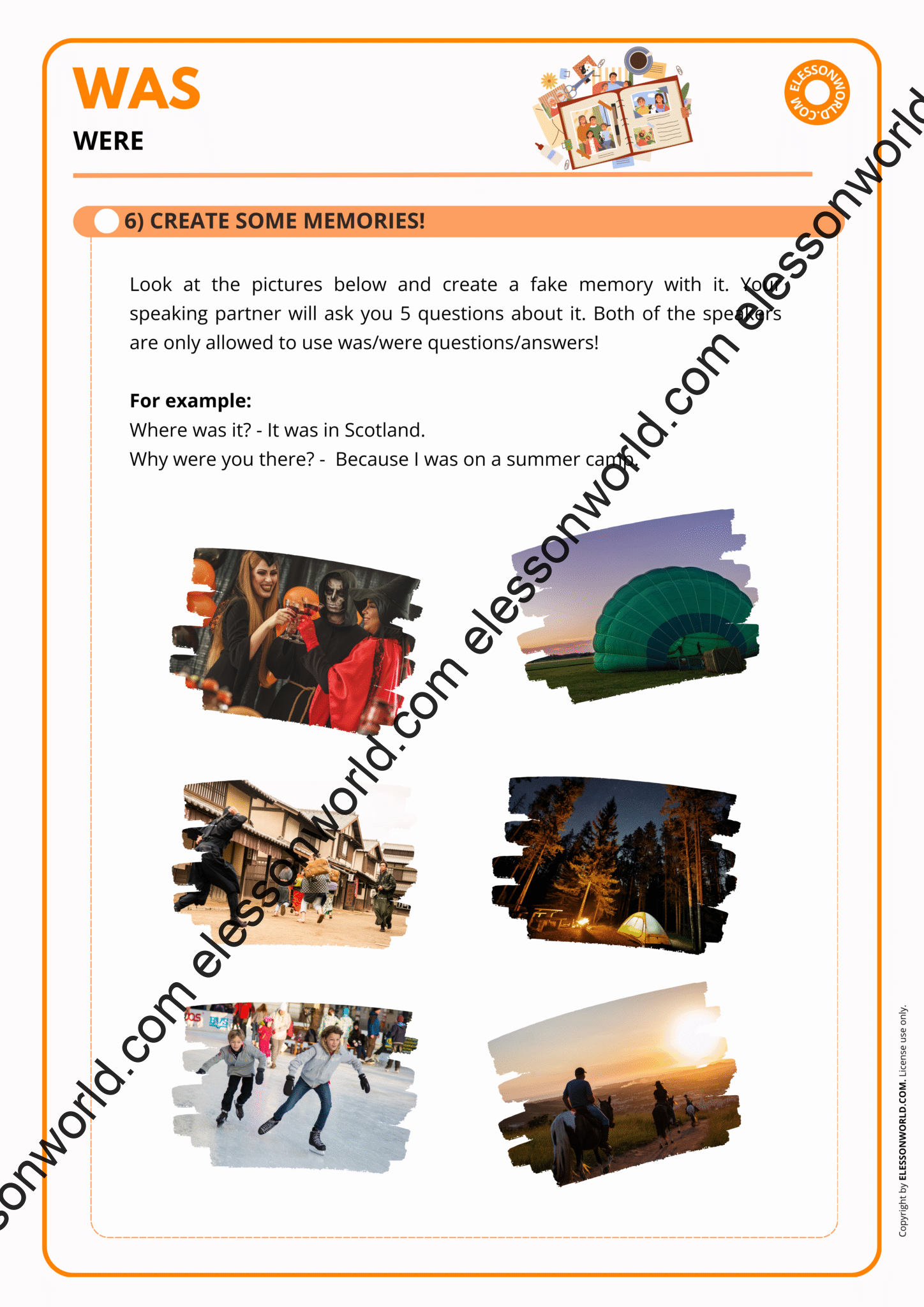 Learn Past Simple: Was and Were - elessonworld.com