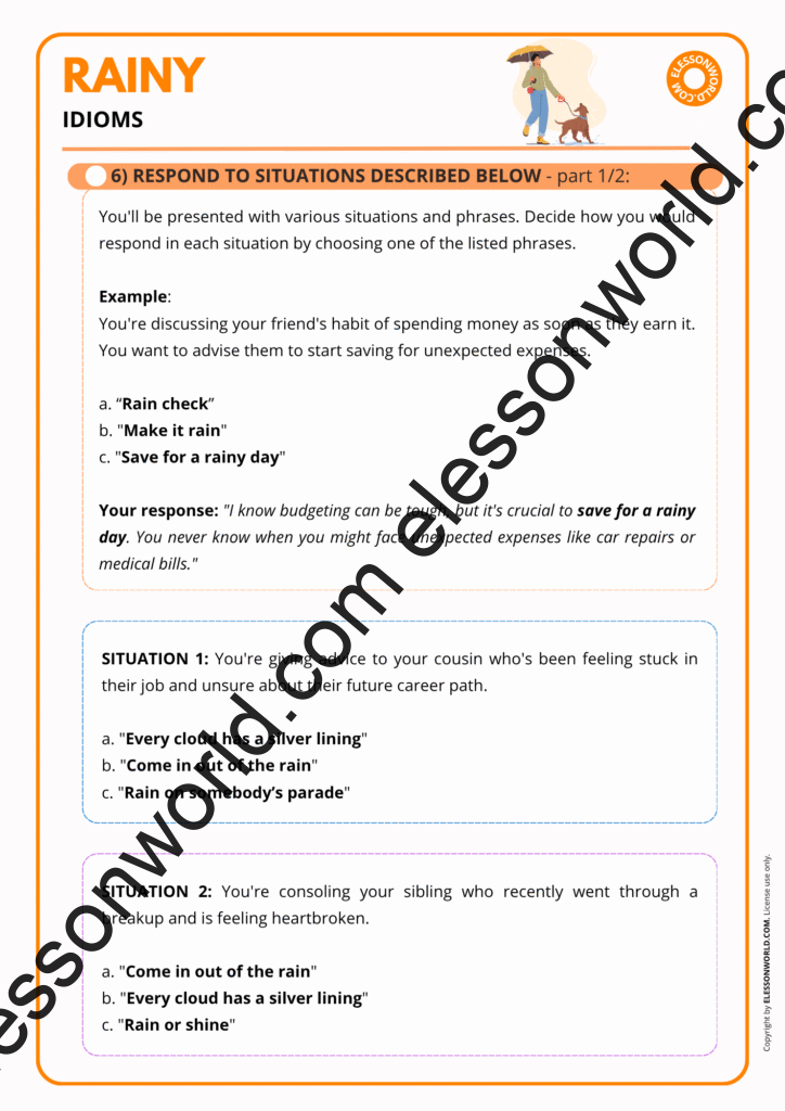 B1–B2 ESL lesson on rainy weather idioms and figurative expressions