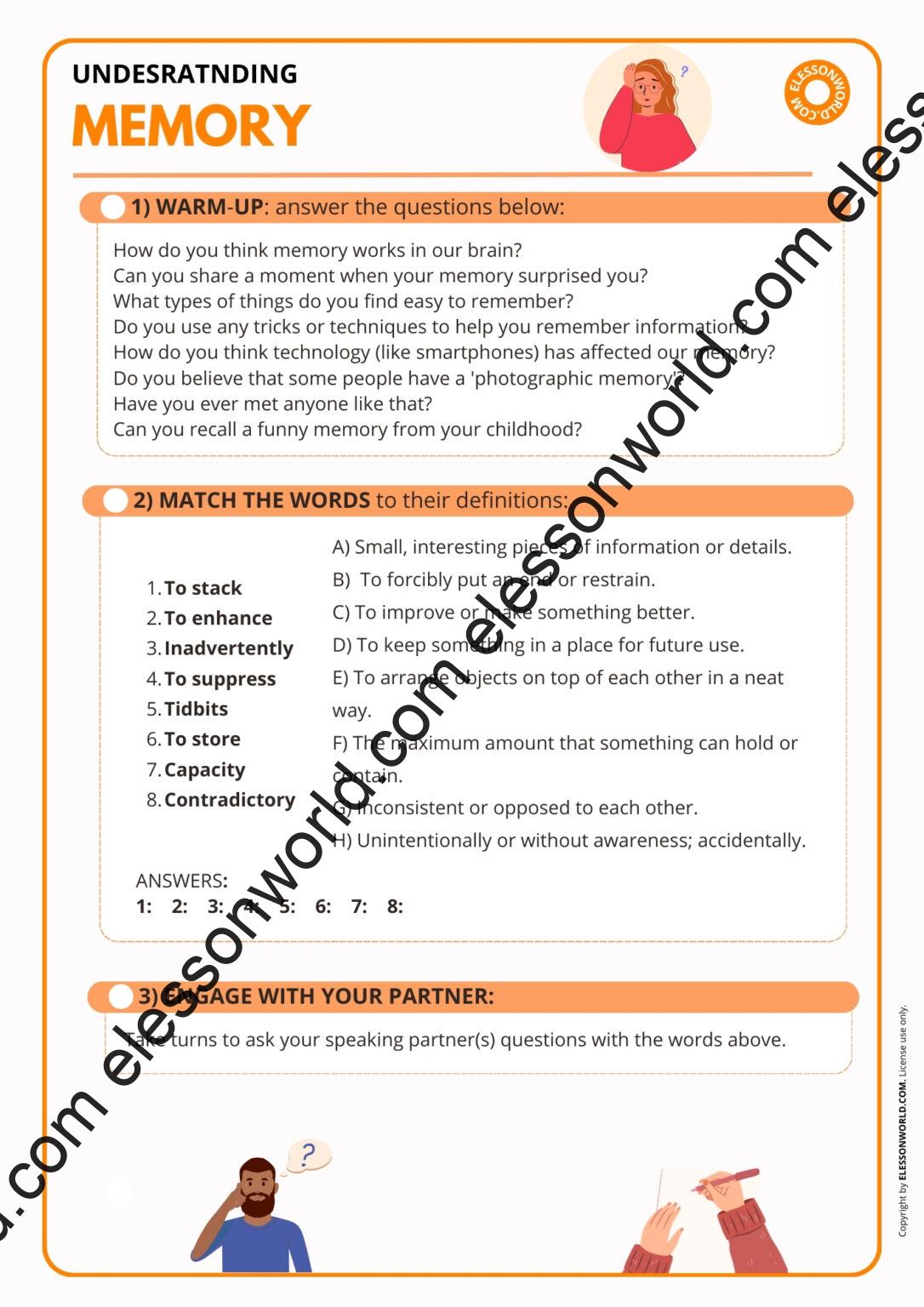 Understanding Memory: B2–C1 ESL Speaking Lesson on Memory & Vocabulary ...