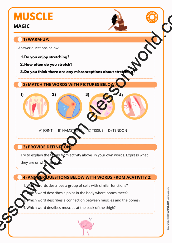 B2–C1 ESL lesson on anatomy and fitness vocabulary with reading and discussion tasks.
