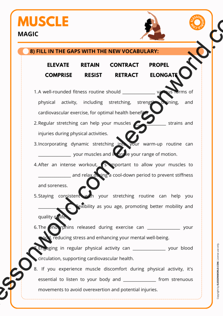 B2–C1 ESL lesson on anatomy and fitness vocabulary with reading and discussion tasks.