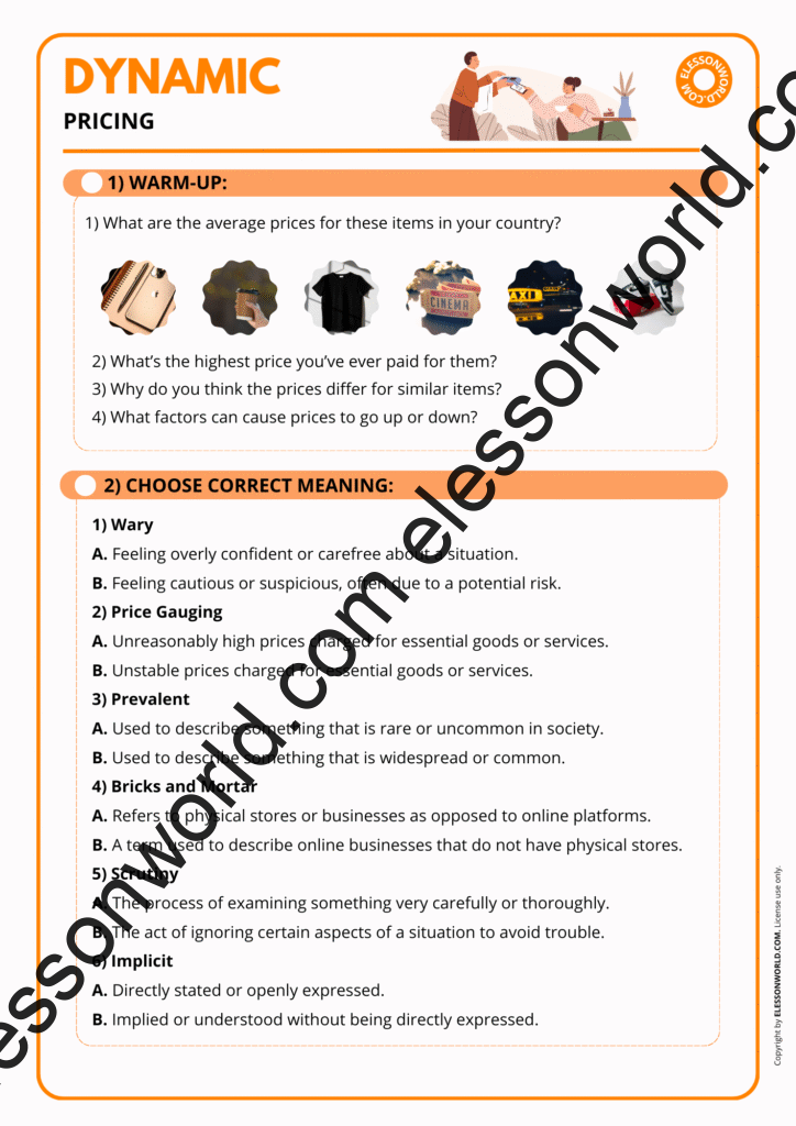 B2–C1 ESL lesson on dynamic pricing, market trends, and economic vocabulary.