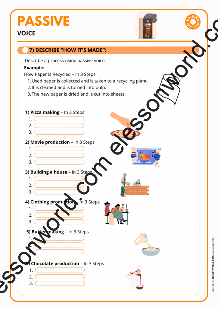 B1–B2 ESL lesson on the passive voice with grammar charts, transformations, and speaking practice.
