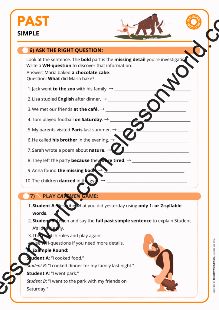 Past Simple – A1–A2 ESL Lesson