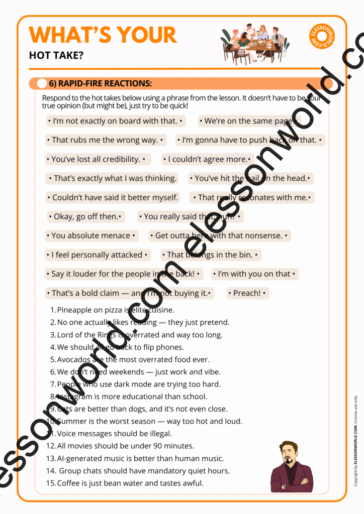 What’s Your Hot Take? – B2–C1 ESL Debate Lesson