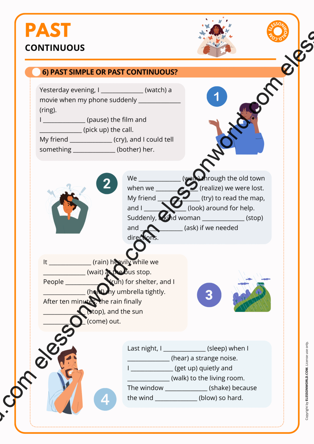 ESL Lesson on Past Continuous: A2- B1 Grammar & Speaking – elessonworld.com