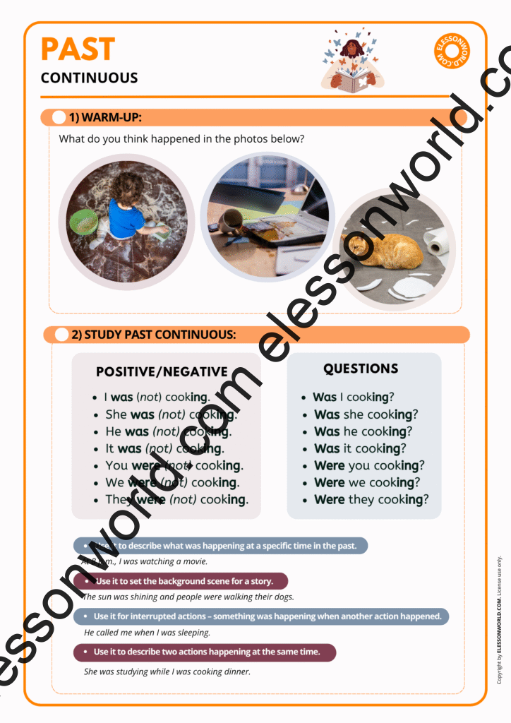 Past Continuous – A2–B1 ESL Grammar Lesson