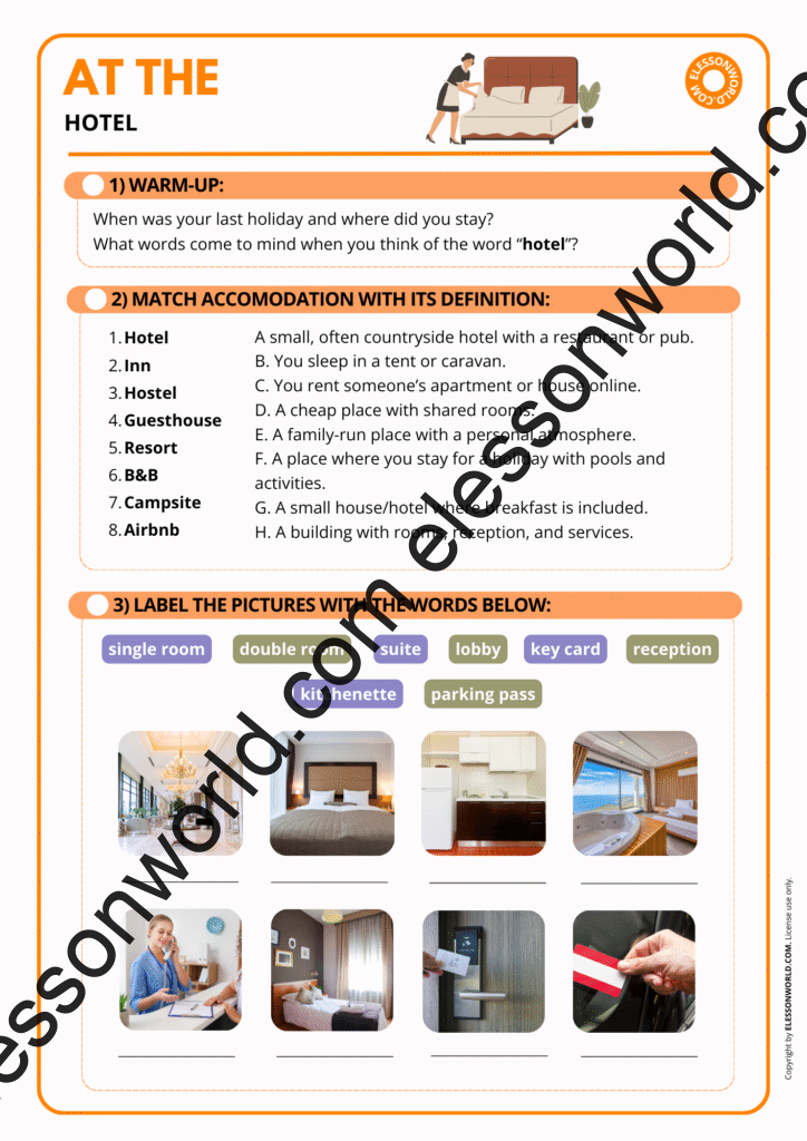 At the Hotel – A1–A2 ESL Lesson