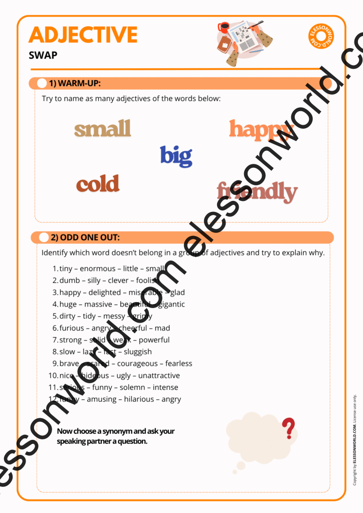 Adjective Swap – B1–B2 ESL Speaking Lesson