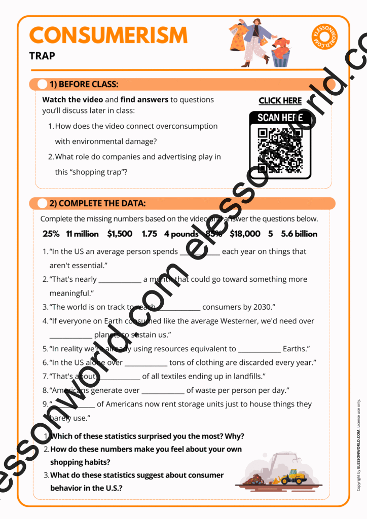 B2–C1 ESL lesson on consumerism, shopping habits, and overconsumption