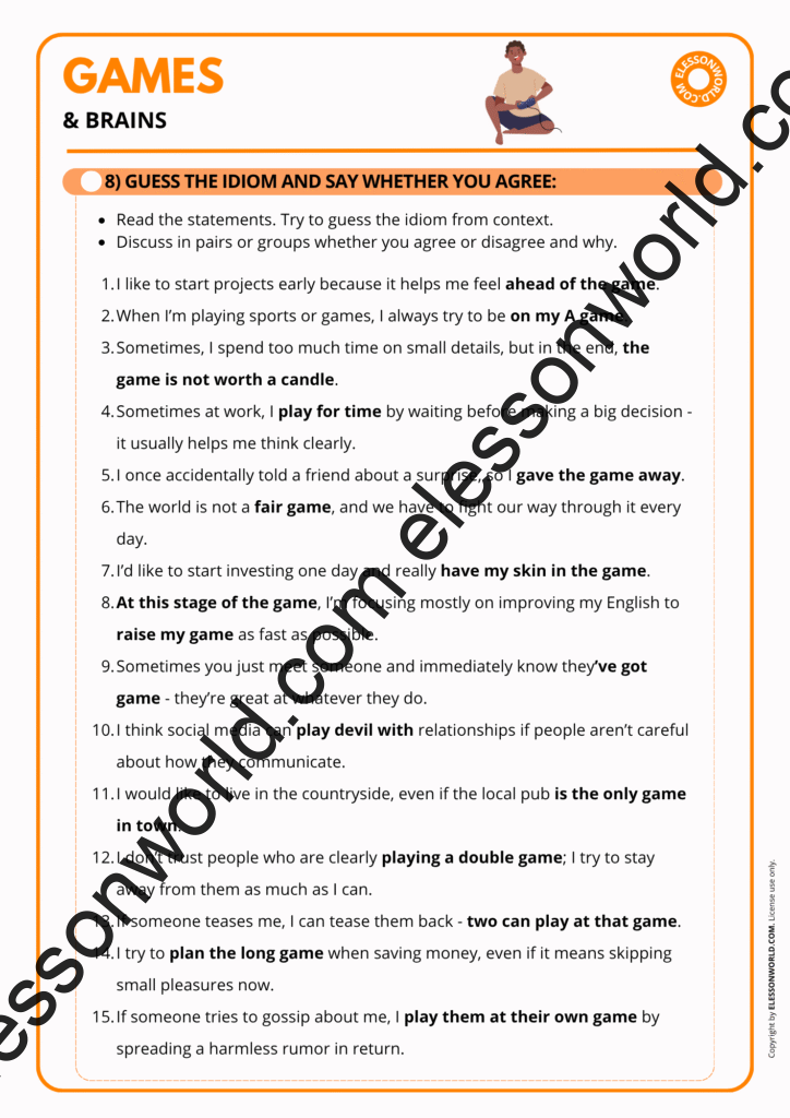 Games & Brains: ESL LESSON PLAN