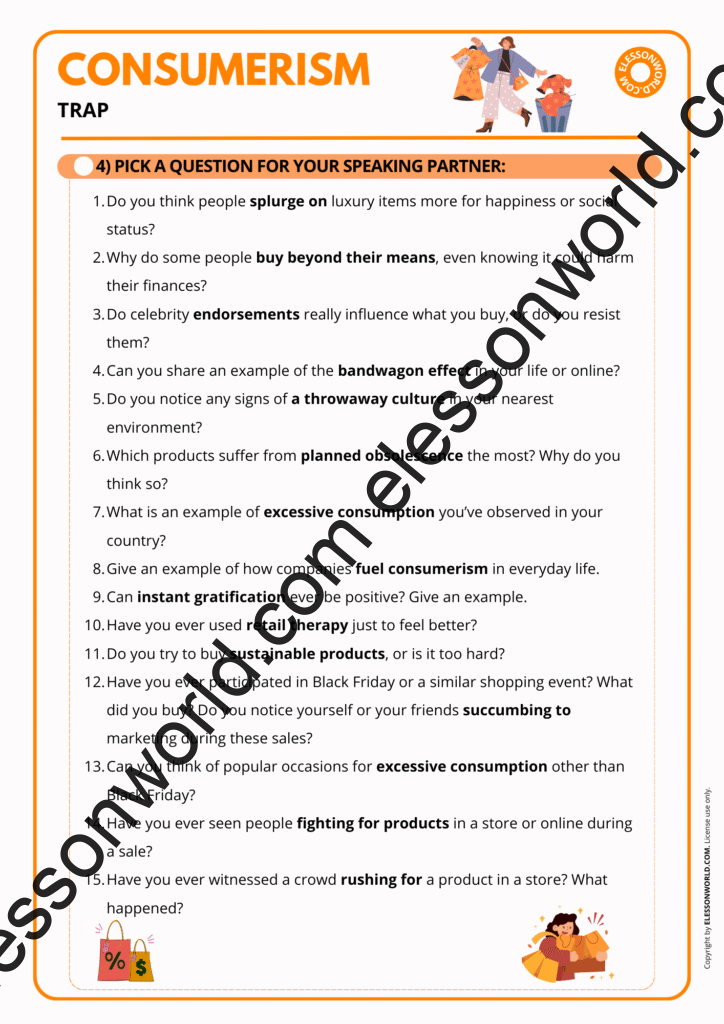 B2–C1 ESL lesson on consumerism, shopping habits, and overconsumption