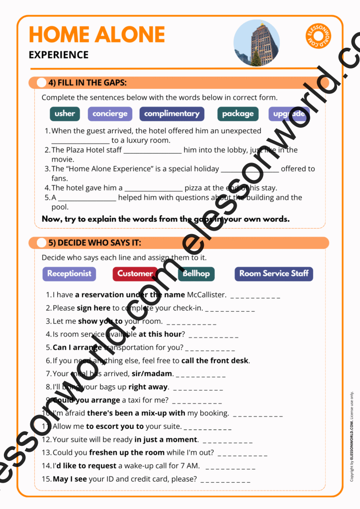 Home Alone Experience – B1–B2 Christmas ESL Lesson on Travel & Hotel English