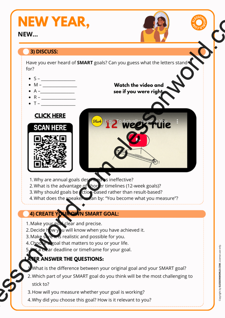 New Year’s Resolutions ESL Speaking Lesson B2-C1