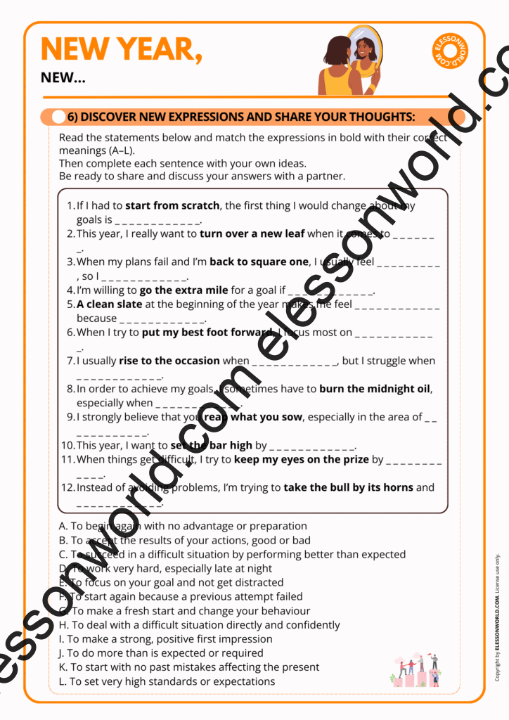 New Year’s Resolutions ESL Speaking Lesson B2-C1