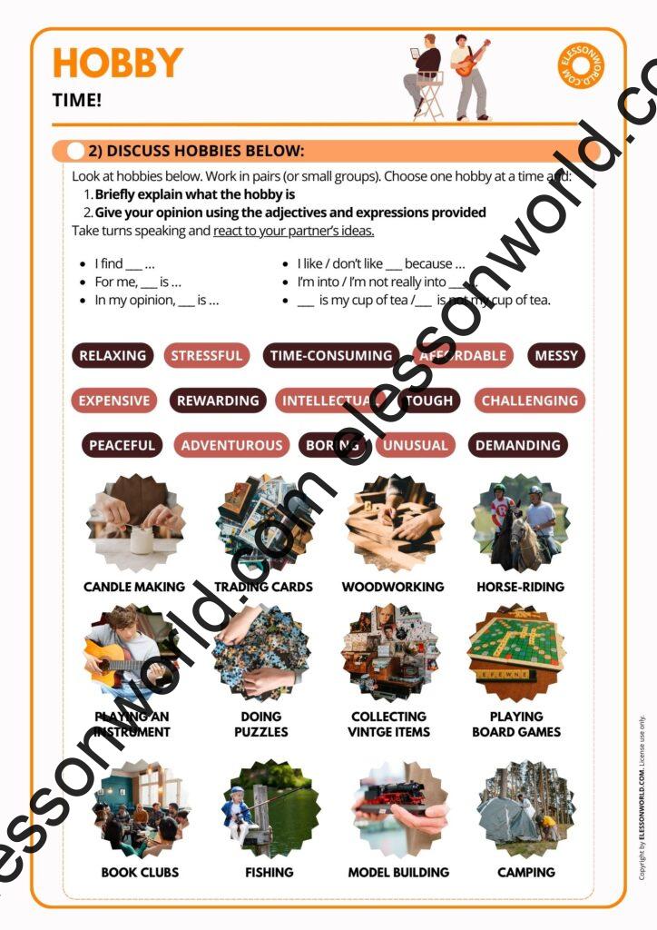 A2–B1 ESL lesson on hobbies and free-time activities