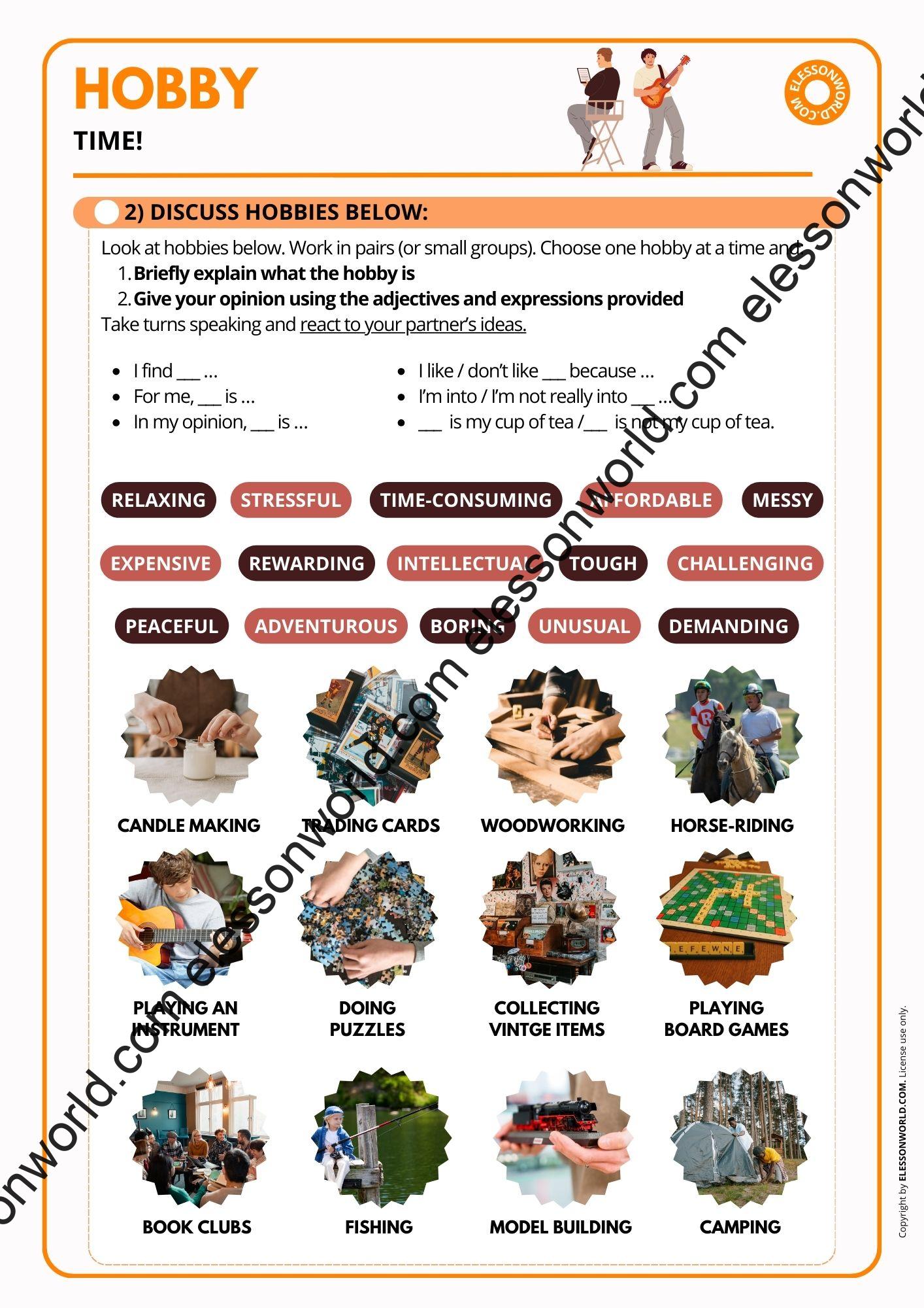 Hobbies Topic Hobbies and Free Time | A2–B1 ESL Speaking Lesson