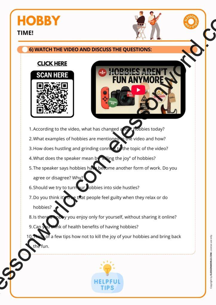 A2–B1 ESL lesson on hobbies and free-time activities