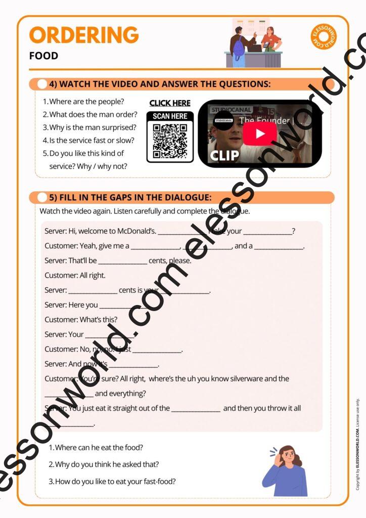 A1–A2 ESL lesson on ordering food – practical restaurant English for beginners.