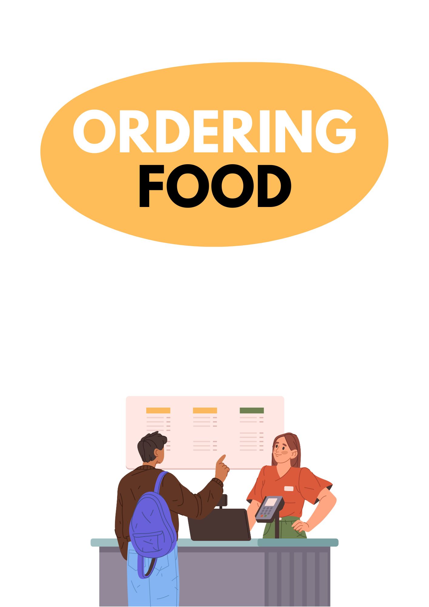 A1–A2 ESL lesson on ordering food – practical restaurant English for beginners.