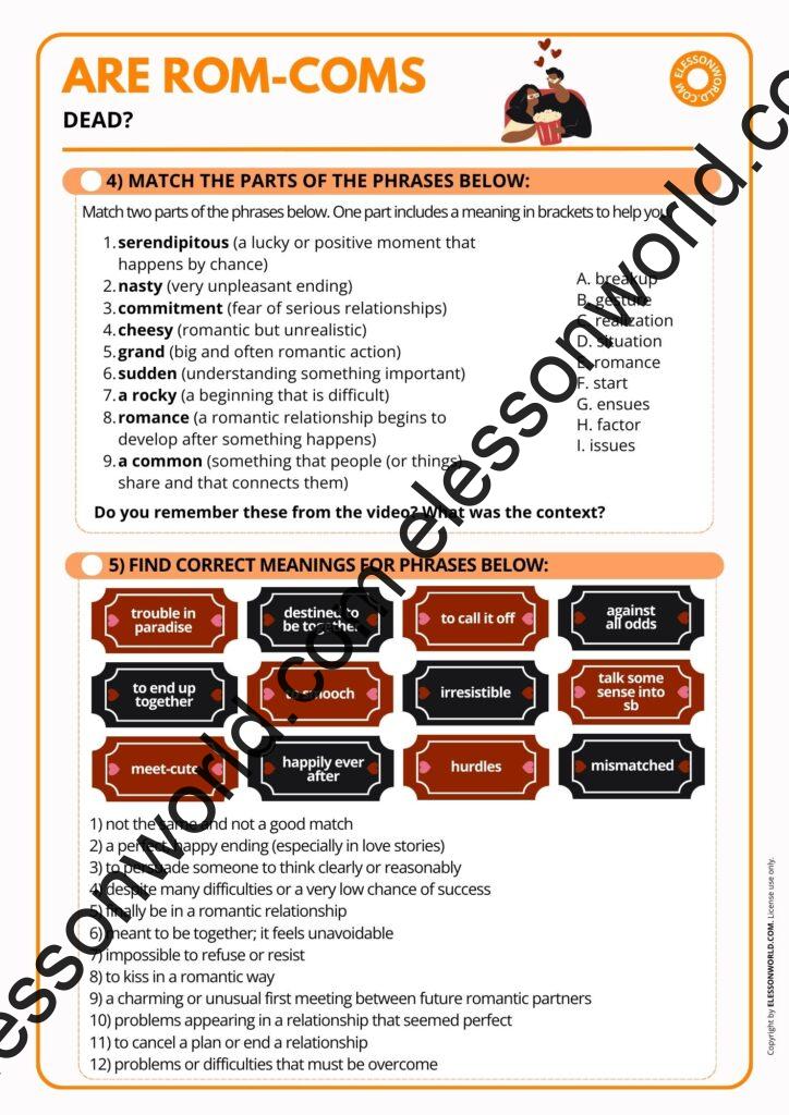 Valentine’s Day themed ESL lesson about romantic comedies | B1-B2