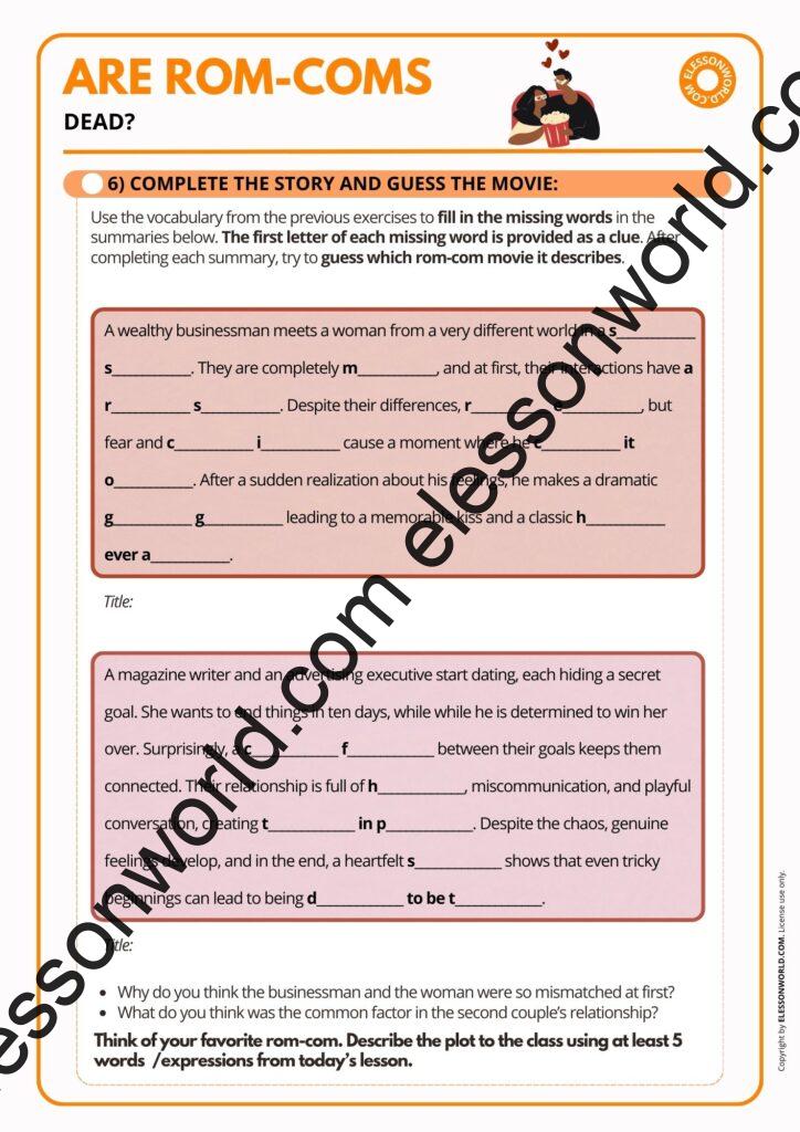Valentine’s Day themed ESL lesson about romantic comedies | B1-B2