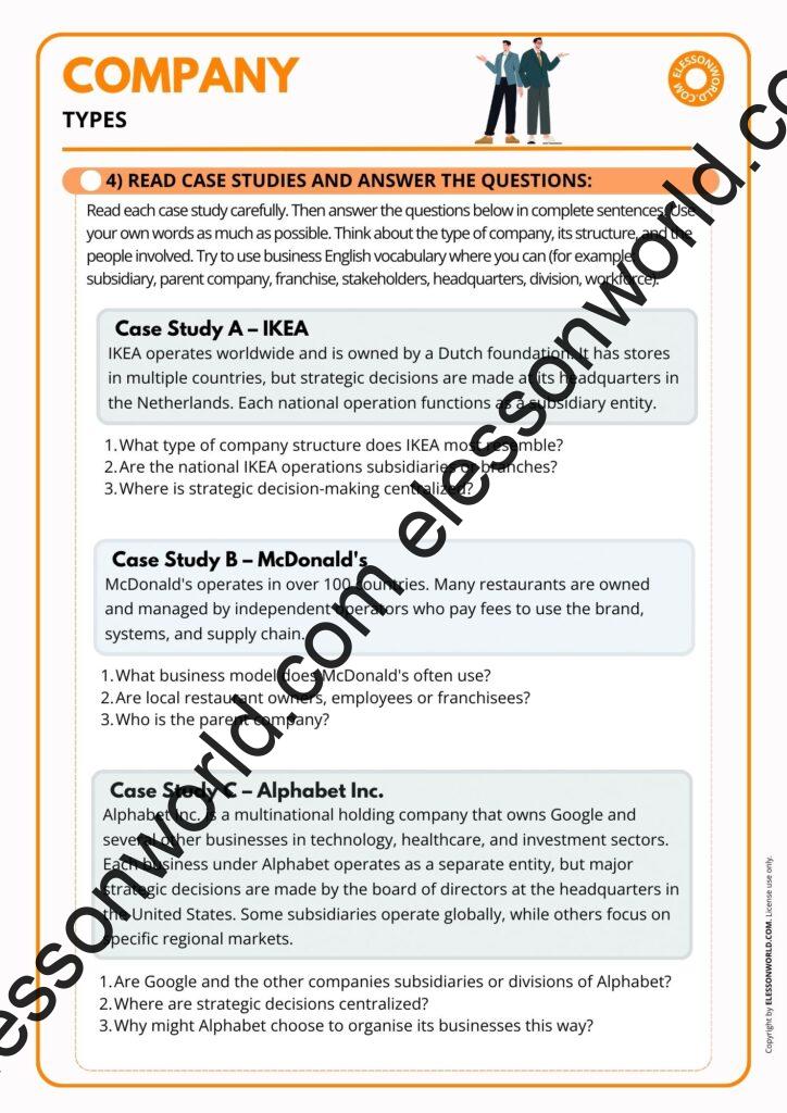 B2–C1 Business English lesson on company types and corporate structure vocabulary