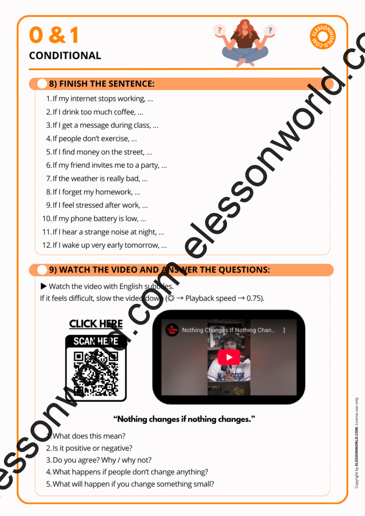 A2–B1 ESL Lesson: Zero & First Conditional