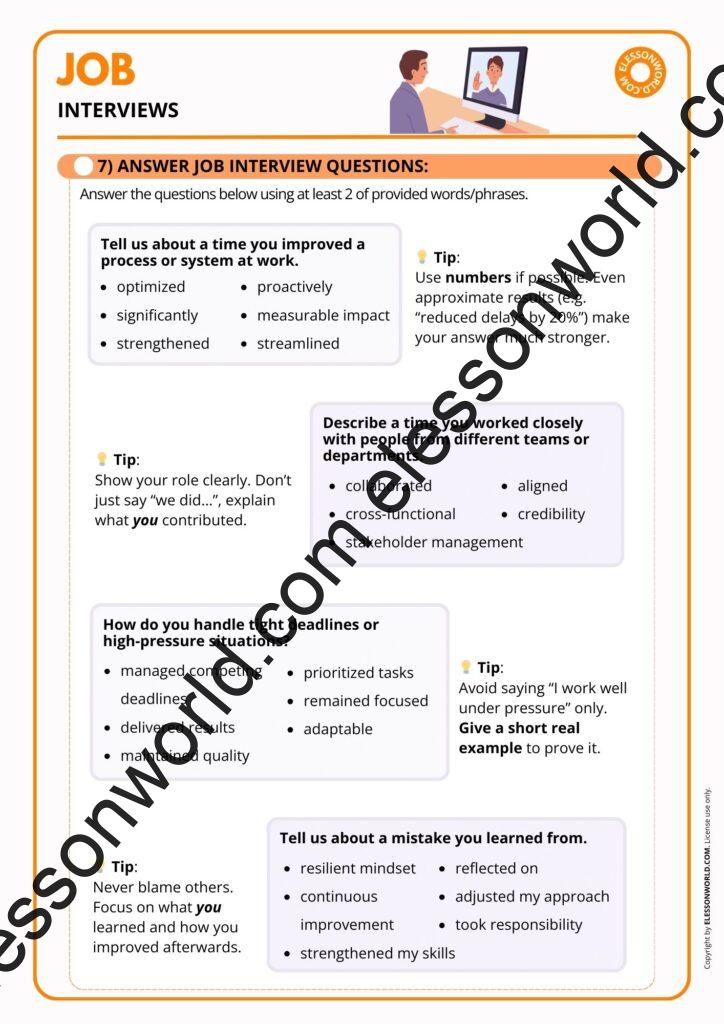 B1–B2 ESL lesson about job interviews with speaking activities and interview vocabulary
