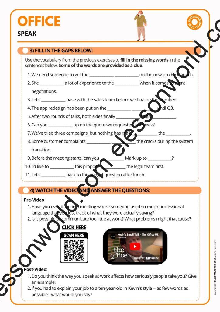B1-B2 ESL lesson plan on business phrases and collocations for adult English learners