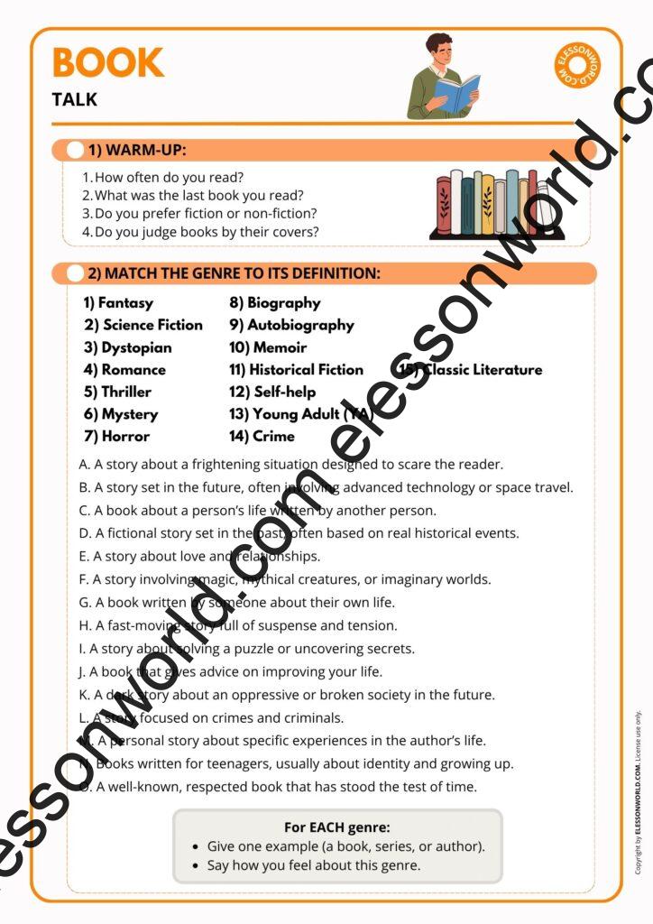 B1–B2 ESL Lesson: Books, Reading & Book Review Vocabulary