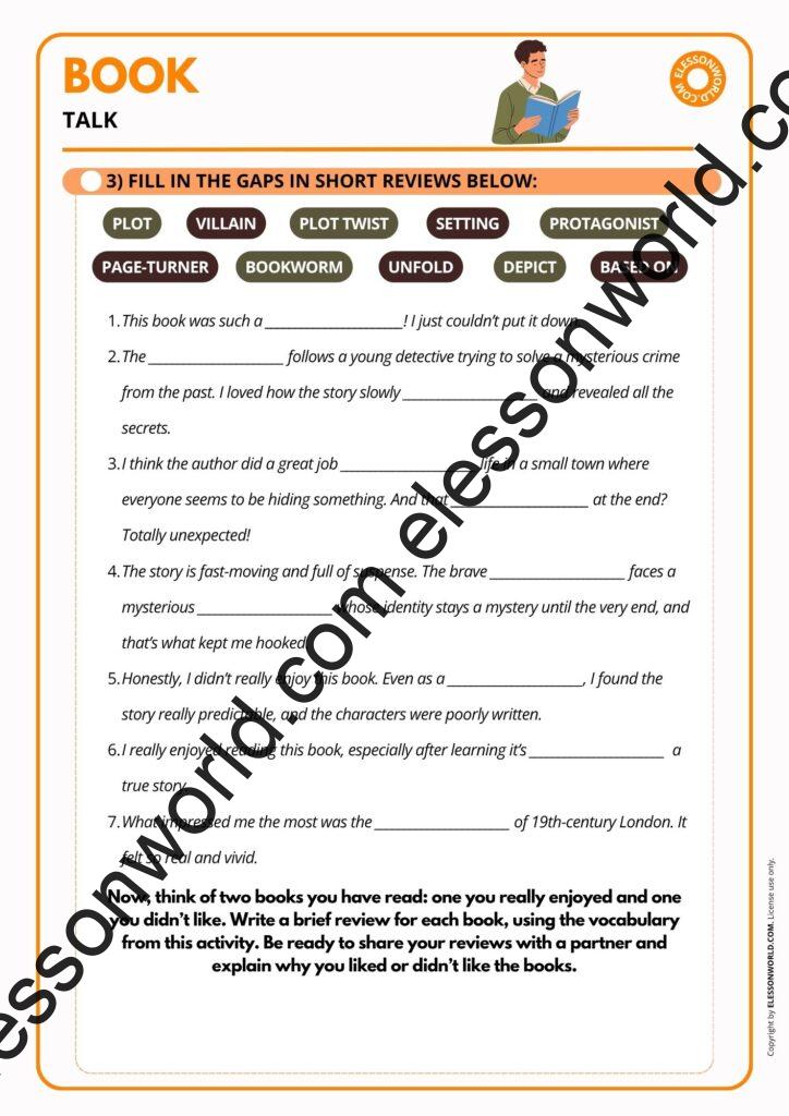 B1–B2 ESL Lesson: Books, Reading & Book Review Vocabulary