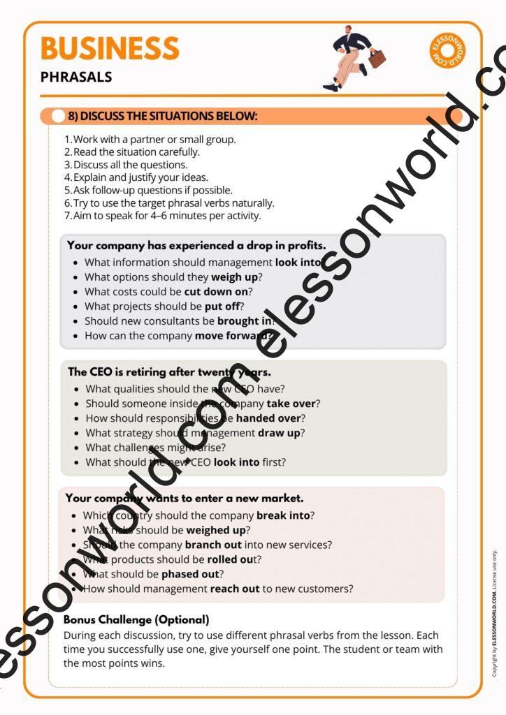 Business phrasal verbs ESL lesson