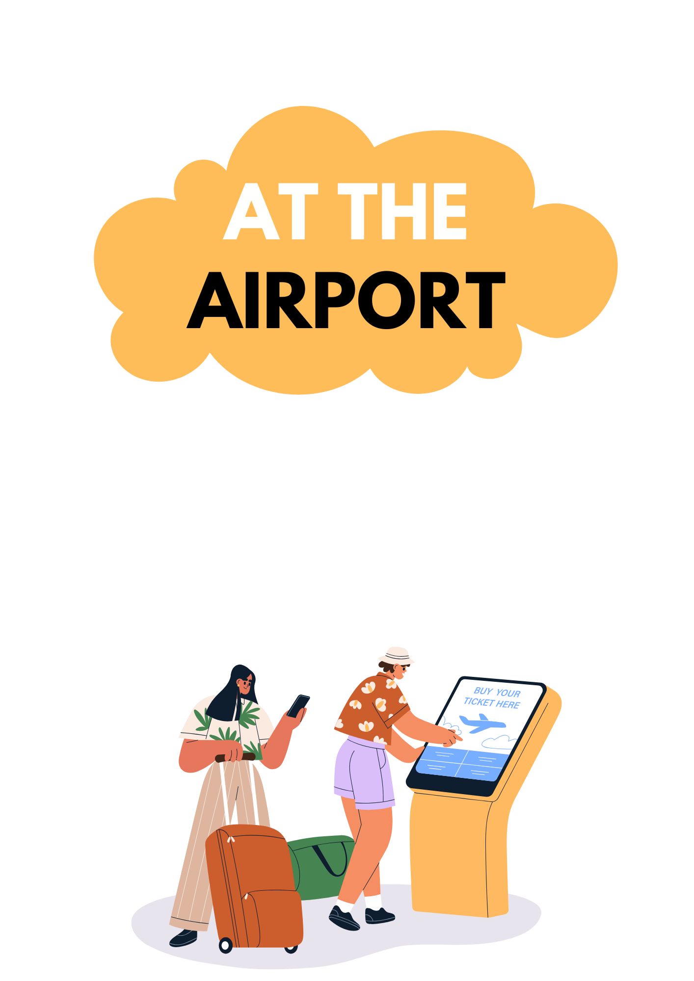 A2–B1 ESL lesson on airport vocabulary, travel English, flights, check-in procedures, and speaking activities.