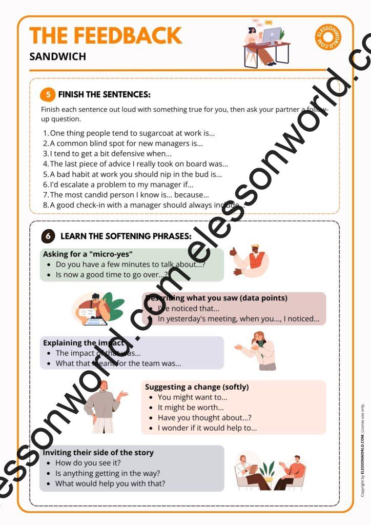 B2-C1 giving feedback ESL lesson plan with a flipped TED talk, HR vocabulary, and a feedback roleplay game