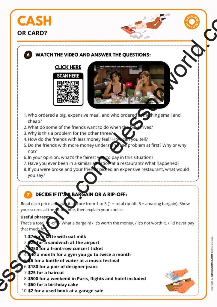 Money and banking ESL lesson plan A2 B1 with everyday money phrases and speaking activities for adults